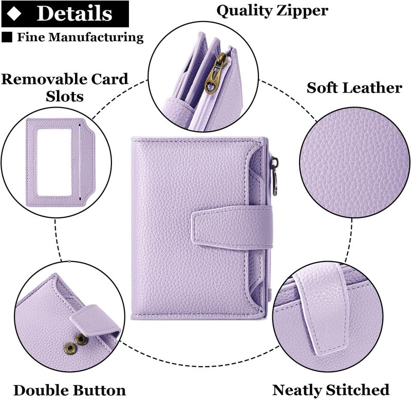 Airkit Small Wallet Women RFID Blocking Soft Leather Bifold Compact Card Holder Wallet for Women with Zipper Coin Pocket 4 ID Window - Image 5